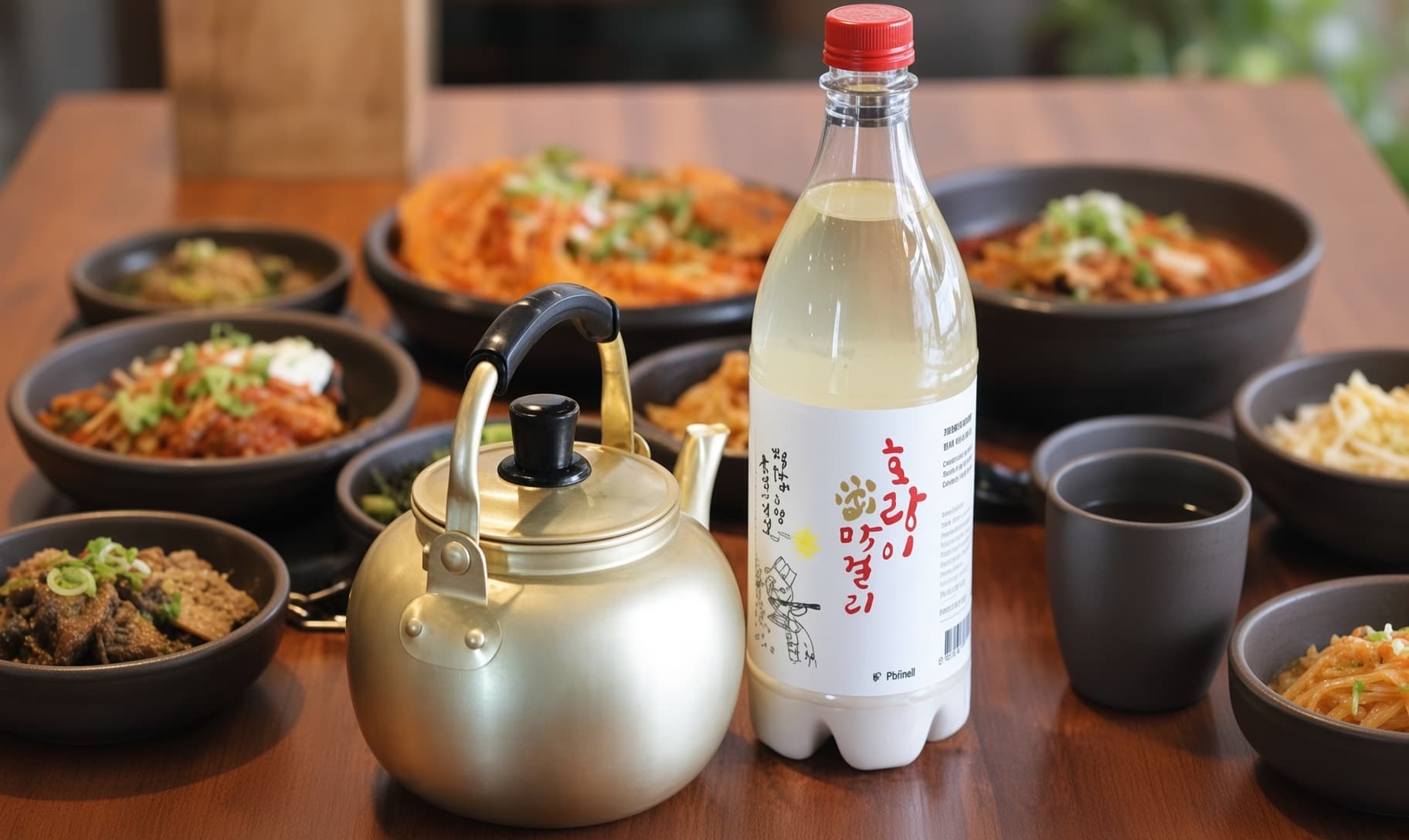 Makgeolli con kimchi-jjim en Daehangno